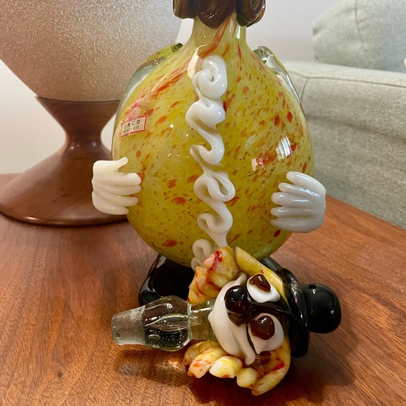 Antique Mid Century Modern Glass Clown Decanter Pristine Condition - Picture 3 of 9